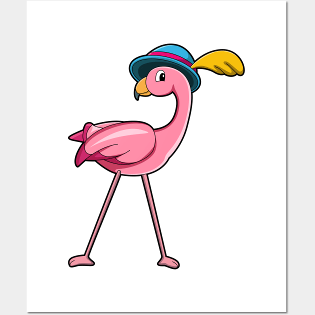 Flamingo with Hat & Feather Wall Art by Markus Schnabel